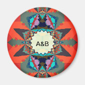 南カラフル西部の幾何学模様 マグネット (正面)