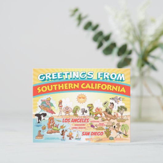 南カリフォルニアのはがきからの挨拶 ポストカード (スタンド正面)
