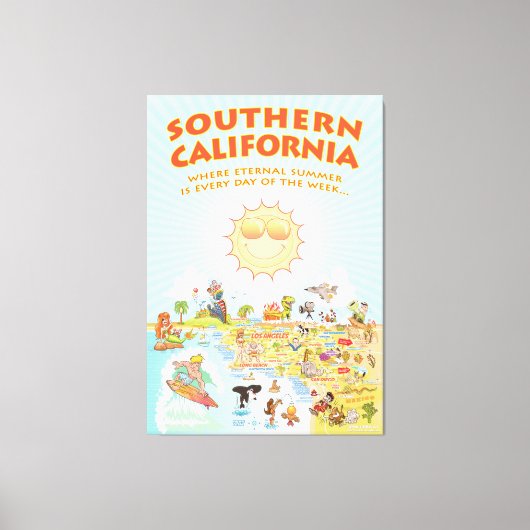 南カリフォルニアのマンガの地図 キャンバスプリント (正面)