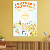 南カリフォルニアのマンガの地図 キャンバスプリント (インサイチュ (リビング))