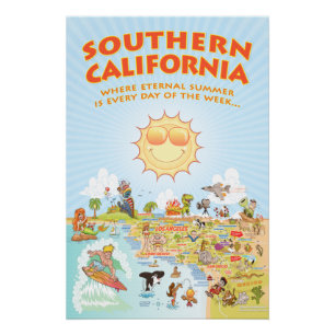 南カリフォルニアのマンガの地図 ポスター