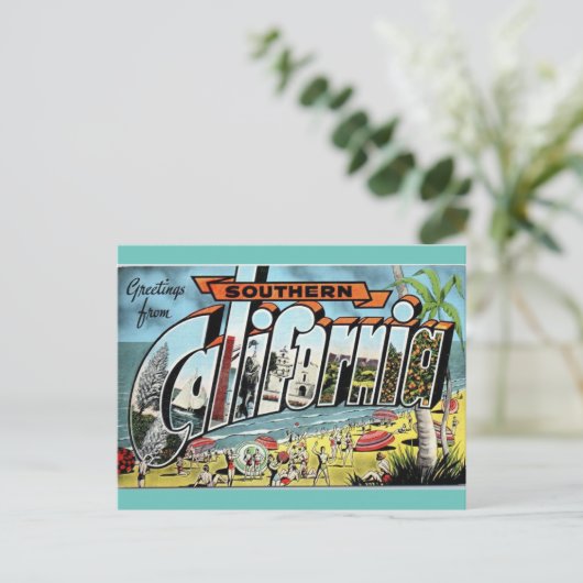 南カリフォルニアのヴィンテージ旅行からの挨拶 ポストカード (スタンド正面)