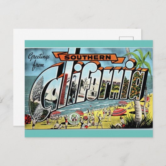 南カリフォルニアのヴィンテージ旅行からの挨拶 ポストカード (正面/裏面)