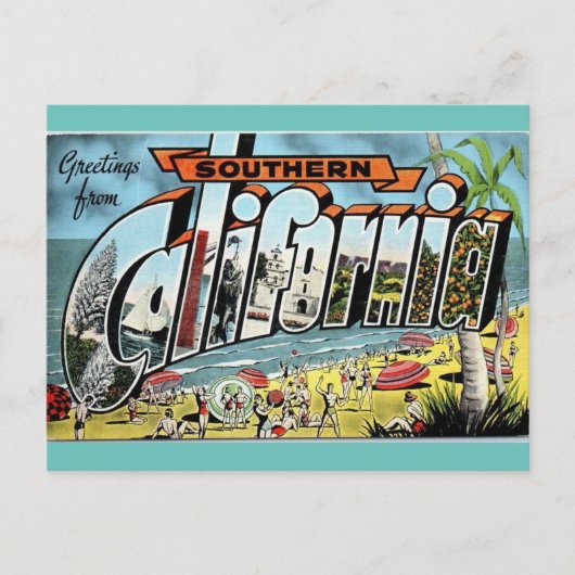 南カリフォルニアのヴィンテージ旅行からの挨拶 ポストカード (正面)