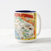 南カリフォルニアの地図マグカップ ツートーンマグカップ (正面右)