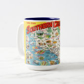 南カリフォルニアの地図マグカップ ツートーンマグカップ (正面左)