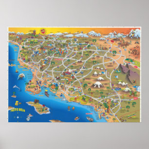 南カリフォルニアの地図 ポスター