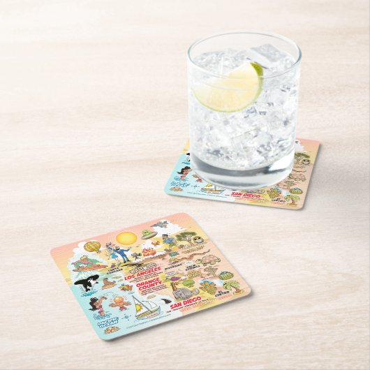 南カリフォルニアの夕日 スクエアペーパーコースター (インサイチュ)