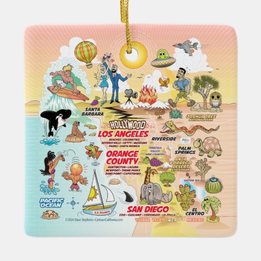 南カリフォルニアの夕日 セラミックオーナメント (正面)