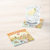 南カリフォルニアの漫画スクエアコースター スクエアペーパーコースター (インサイチュ)