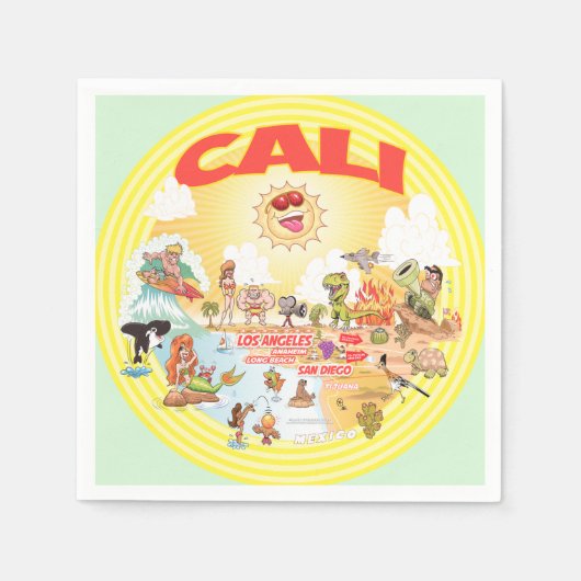 南カリフォルニアの漫画 スタンダードカクテルナプキン (正面)