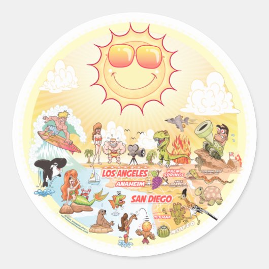 南カリフォルニアクラシック州ラウンドステッカー ラウンドシール (正面)