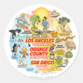 南カリフォルニアクラシック州ラウンドステッカー ラウンドシール (正面)