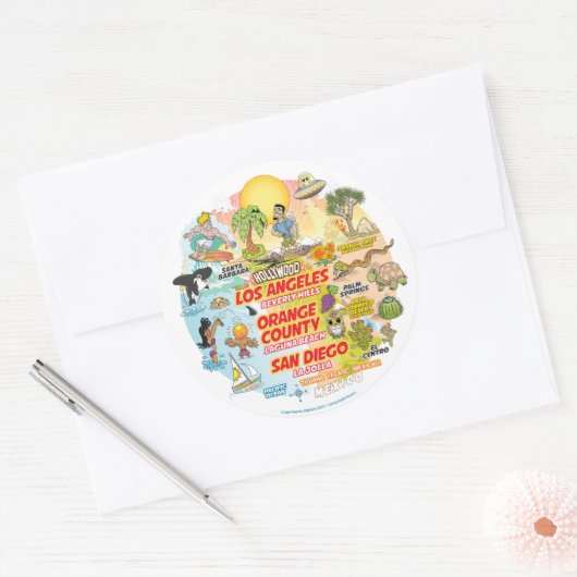 南カリフォルニアクラシック州ラウンドステッカー ラウンドシール (封筒)