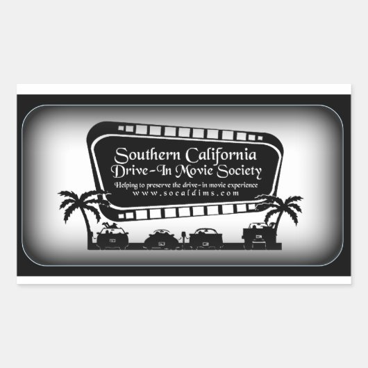 南カリフォルニアドライブイン映画協会スワッグ 長方形シール (正面)