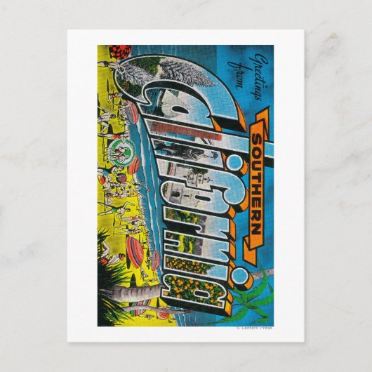 南カリフォルニア州 – ラージ・レター・シーン ポストカード (正面)