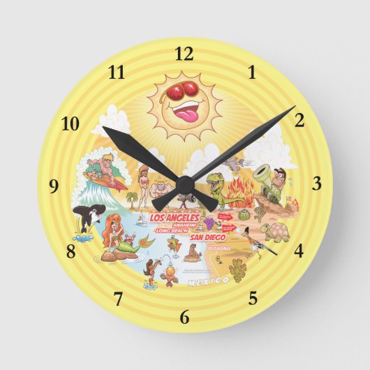 南カリフォルニア・アクリル時計 ラウンド壁時計 (正面)