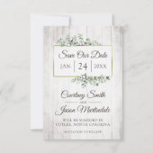 南コットン素朴のカード結婚を保存 招待状 (正面)