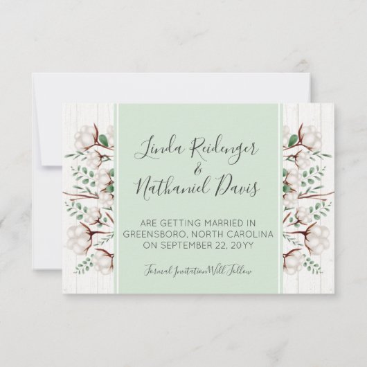 南コットン素朴の写真を結婚保存 招待状 (裏面)