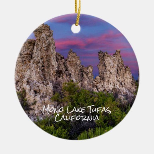 南ショアのモノレイクとトゥファタワーズ セラミックオーナメント (正面)