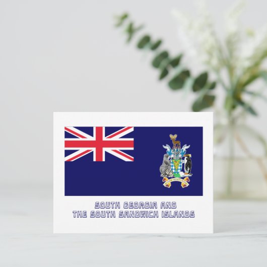 南ジョージア州&南サンドイッチ諸島国旗の名前 ポストカード (スタンド正面)