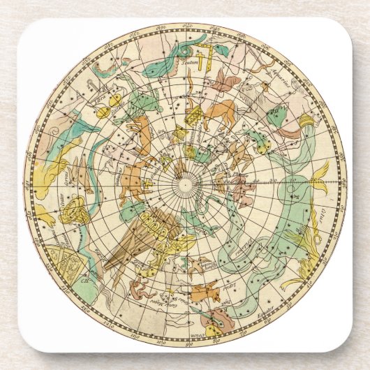 南スカイスターチャートと星座の地図 コースター (正面)