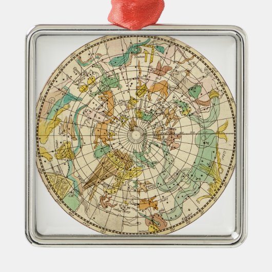 南スカイスターチャートと星座の地図 メタルオーナメント (正面)