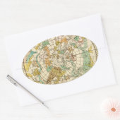 南スカイスターチャートと星座の地図 楕円形シール (封筒)