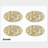 南スカイスターチャートと星座の地図 楕円形シール (シート)