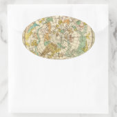 南スカイスターチャートと星座の地図 楕円形シール (バッグ)