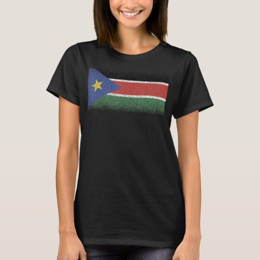 南スーダンの土産ウォム国男性へ旗 Tシャツ (正面)