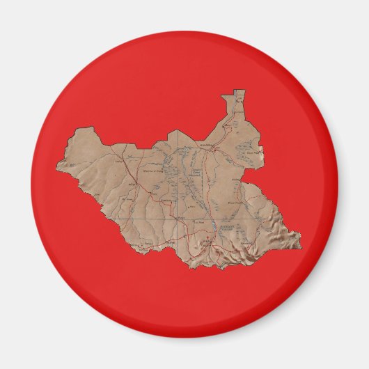 南スーダンの地図 マグネット (正面)