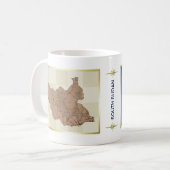 南スーダンの旗と地図のマグカップ コーヒーマグカップ (正面左)