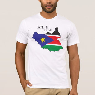 南スーダンの旗地図のワイシャツ Tシャツ
