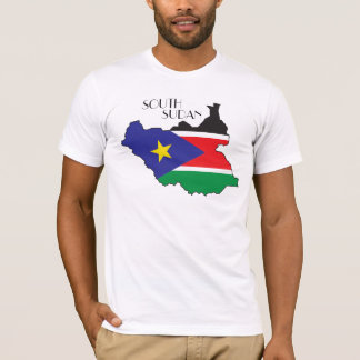 南スーダンの旗地図のワイシャツ Tシャツ