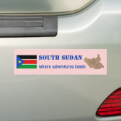 南スーダンの旗+地図ステッカー バンパーステッカー (車上)