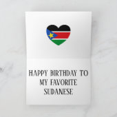 南スーダン国旗の愛国的誕生日 カード (内部)