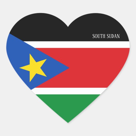 南スーダン国旗の素晴らしい愛国心 ハートシール (正面)