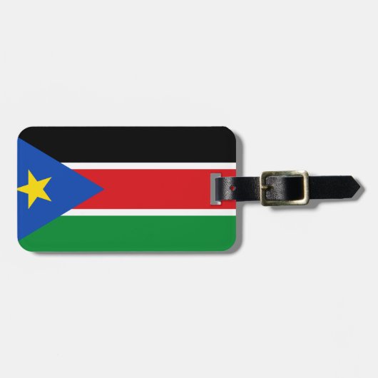 南スーダン国旗ラゲッジタグ付き/革ストラップ ラゲッジタグ (正面横)
