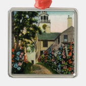 南タワーおよび町の時計の石造りの細道の眺め メタルオーナメント (正面)