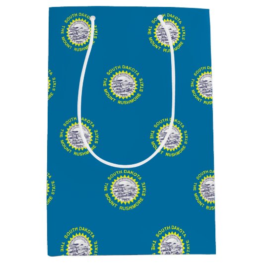 南ダコタ州の旗がプリントされたギフトバッグです。 ミディアムペーパーバッグ (正面)