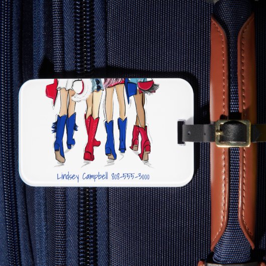 南テキサス州ファッションカウボーイブーツブルーネーム ラゲッジタグ (正面インサイチュ4)