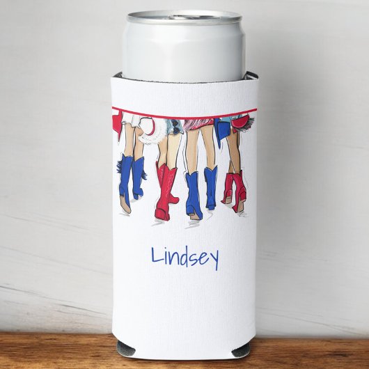 南テキサス州レディースファッションカウボーブーズブルー スリム缶クーラー