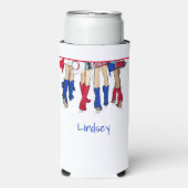 南テキサス州レディースファッションカウボーブーズブルー スリム缶クーラー (Seltzer正面)