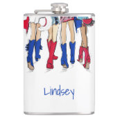 南テキサス州レディースファッションカウボーブーズブルー フラスク (正面)