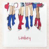 南テキサス州レディースファッションカウボーブーツ名 ガラスコースター (正面)