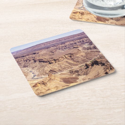 南ナミビア，アフリカの魚川峡谷 スクエアペーパーコースター (アングル)