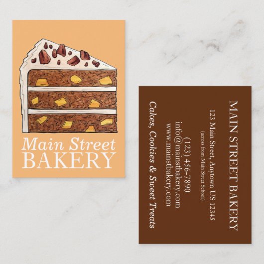 南ハミングバード層ケーキスライスデザート 名刺 (正面/裏面)