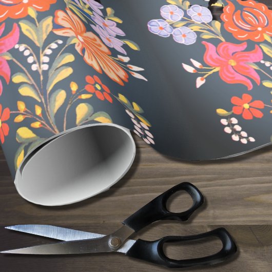 南ハンガリーフォークアートパターン ラッピングペーパー