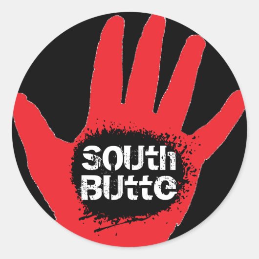 南ビュッテ「キャッチ赤手」ステッカーセット ラウンドシール (正面)